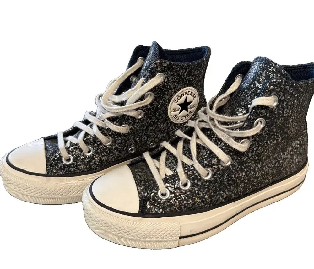 Converse Chuck Taylor All Star High Black Glitter Multi Women's Size 7